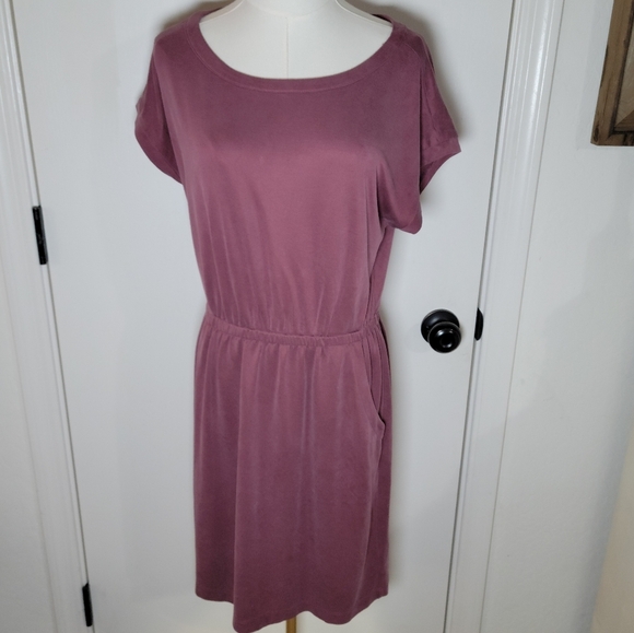 Cynthia Rowley Women's Purple Modest Mini Dress Stretch Waist Pockets Size M - Picture 1 of 9